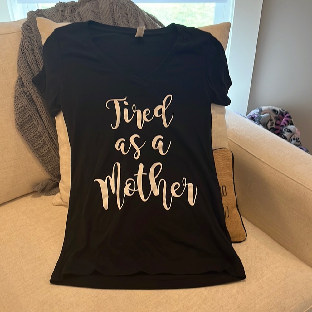 Cute graphic T-shirt. V neck. Black. Like new